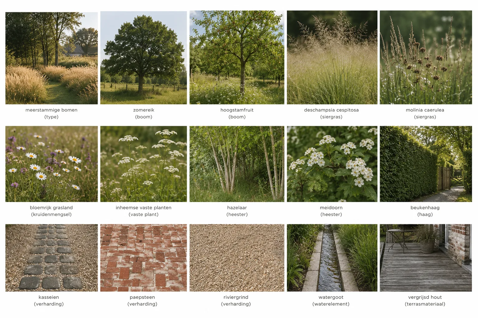 De Voorhoeve Grobbendonk — moodboard beplanting en materialen 1